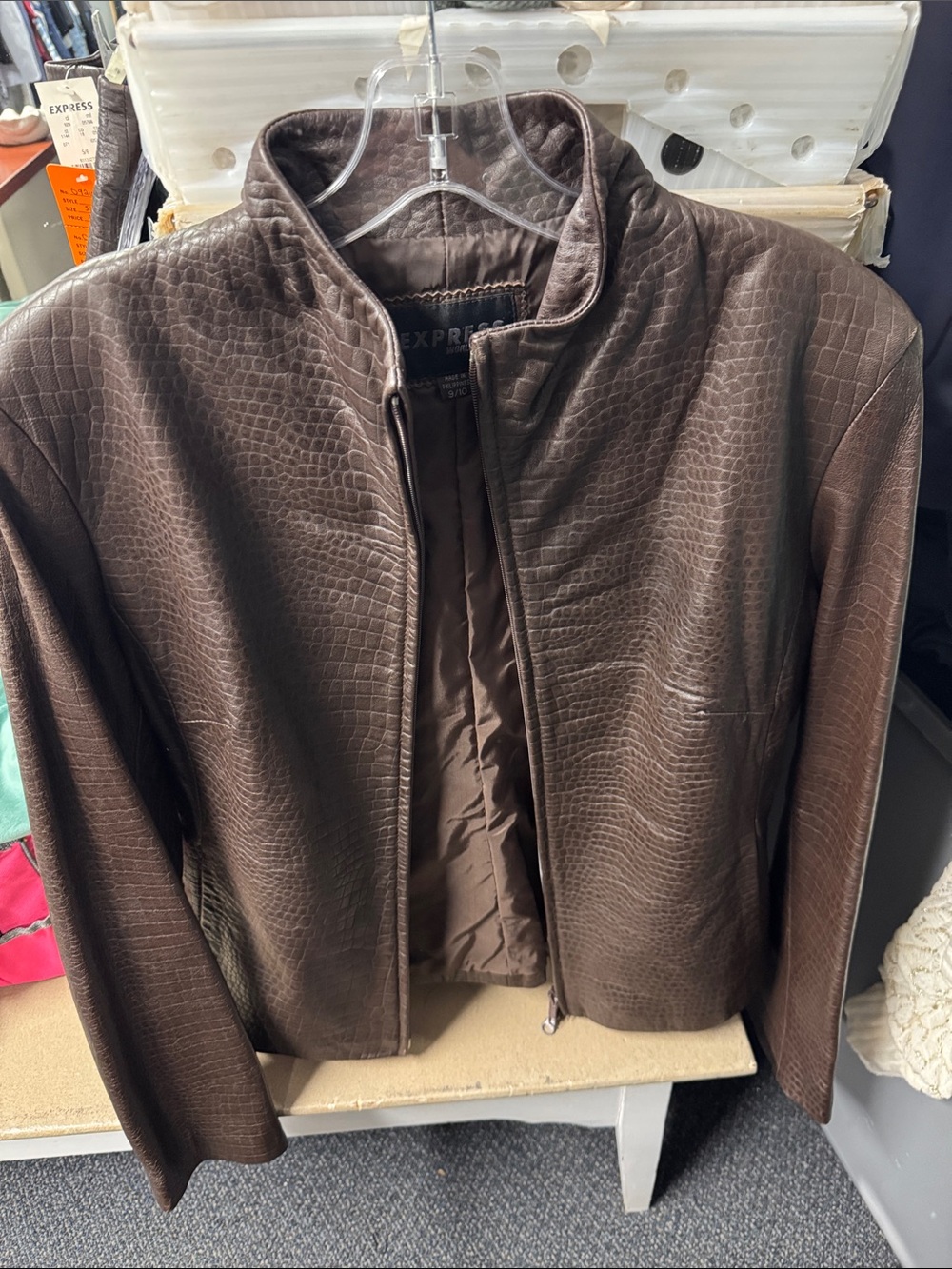 Y2K vintage express leather jacket size 9/10 // 092634